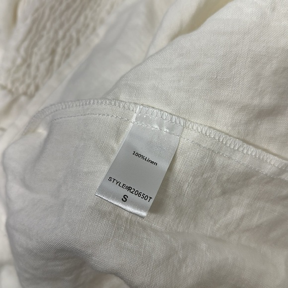 Tuckernuck Annie Dress Smocked Puff Sleeve Linen Short White Cottagecore Small - Picture 7 of 10